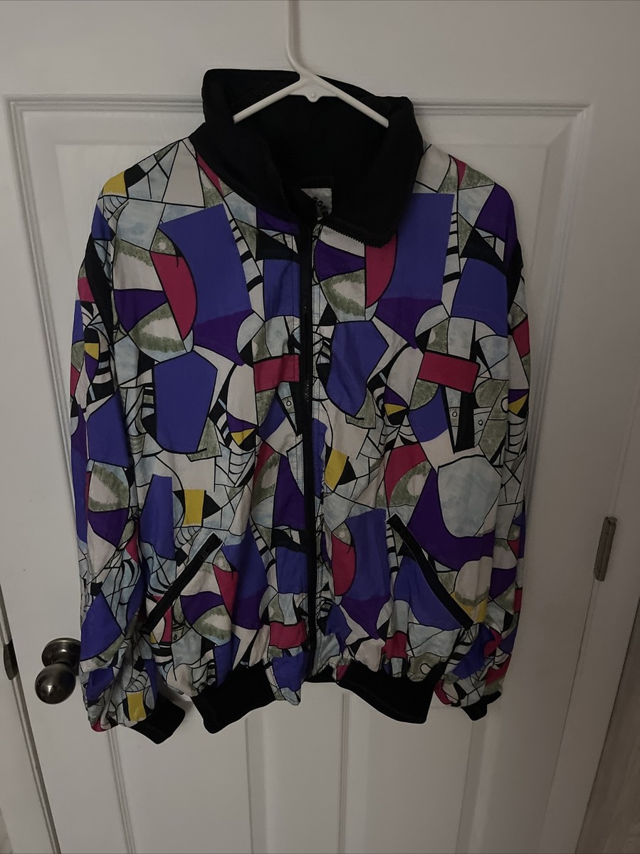 Hotdogger Vtg 80s 90s XL Multicolor Neon Hip Hop Windbreaker Full Hotdogger Vtg 80s 90s XL Multicolor Neon Hip Hop Windbreaker Full