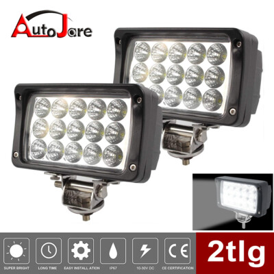 2X 45W Arbeitsscheinwerfer LED Offroad Scheinwerfer Bagger SUV Jeep Quadrat IP67