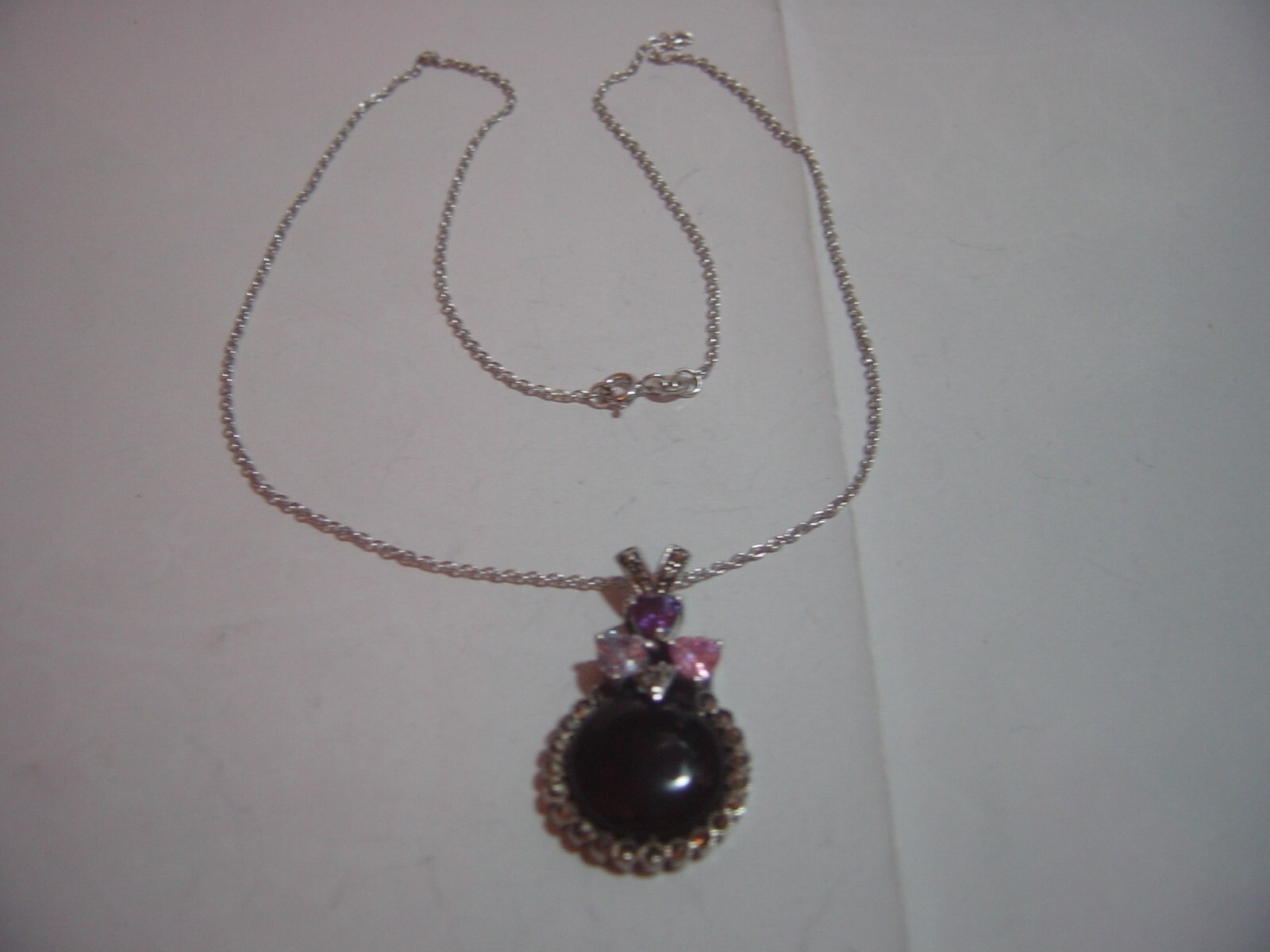 superb-Solid Silver chain & unusual genuine onyx-… - image 11