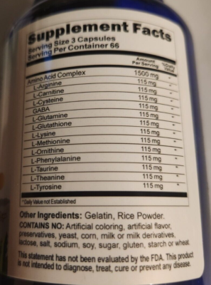 Amino Acid Complex 1500mg 13 ESSENTIAL AMINO ACIDS 3X200 Caps L-Glutathione