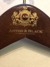 ASTOR  BLACK CUSTOM CLOTHIERS Suit Jacket Pants Hanger FELT BAR, Brass Hook