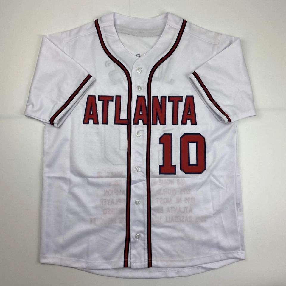 Autographed/Signed CHIPPER JONES Atlanta White Stat Baseball Jersey JSA COA Auto - Image 4 of 4
