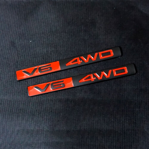 1x Matte Red Black V6 4WD Metal Sticker Emblem Decal Badge Motors Engine Vehicle - Foto 6 di 20