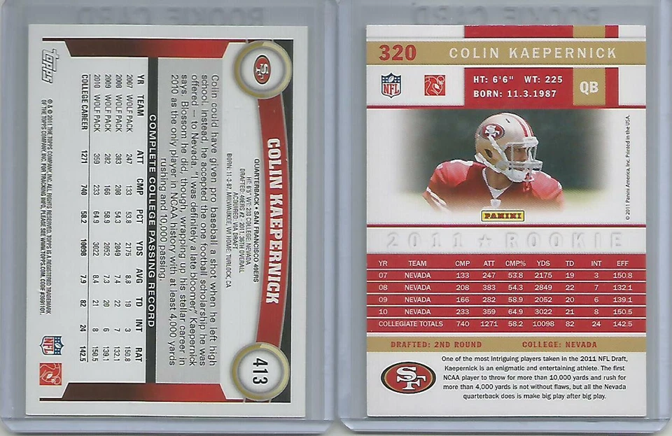 COLIN KAEPERNICK RC 2011 ROOKIE 2 CARD LOT TOPPS & SCORE #413 49ERS CENTERED - Image 2 of 2