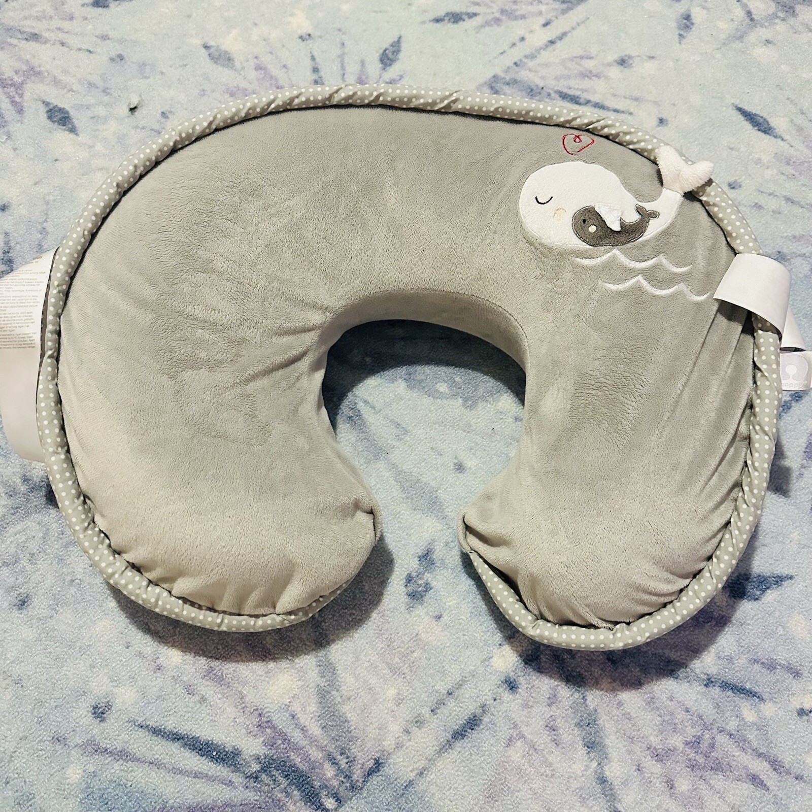 Boppy Pillow Original Nursing Support with Luxe Gray Whale Chevron Cover-image