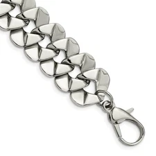 Men's Stainless Steel Large Fancy Curb Chain Bracelet - 8.5 Inch