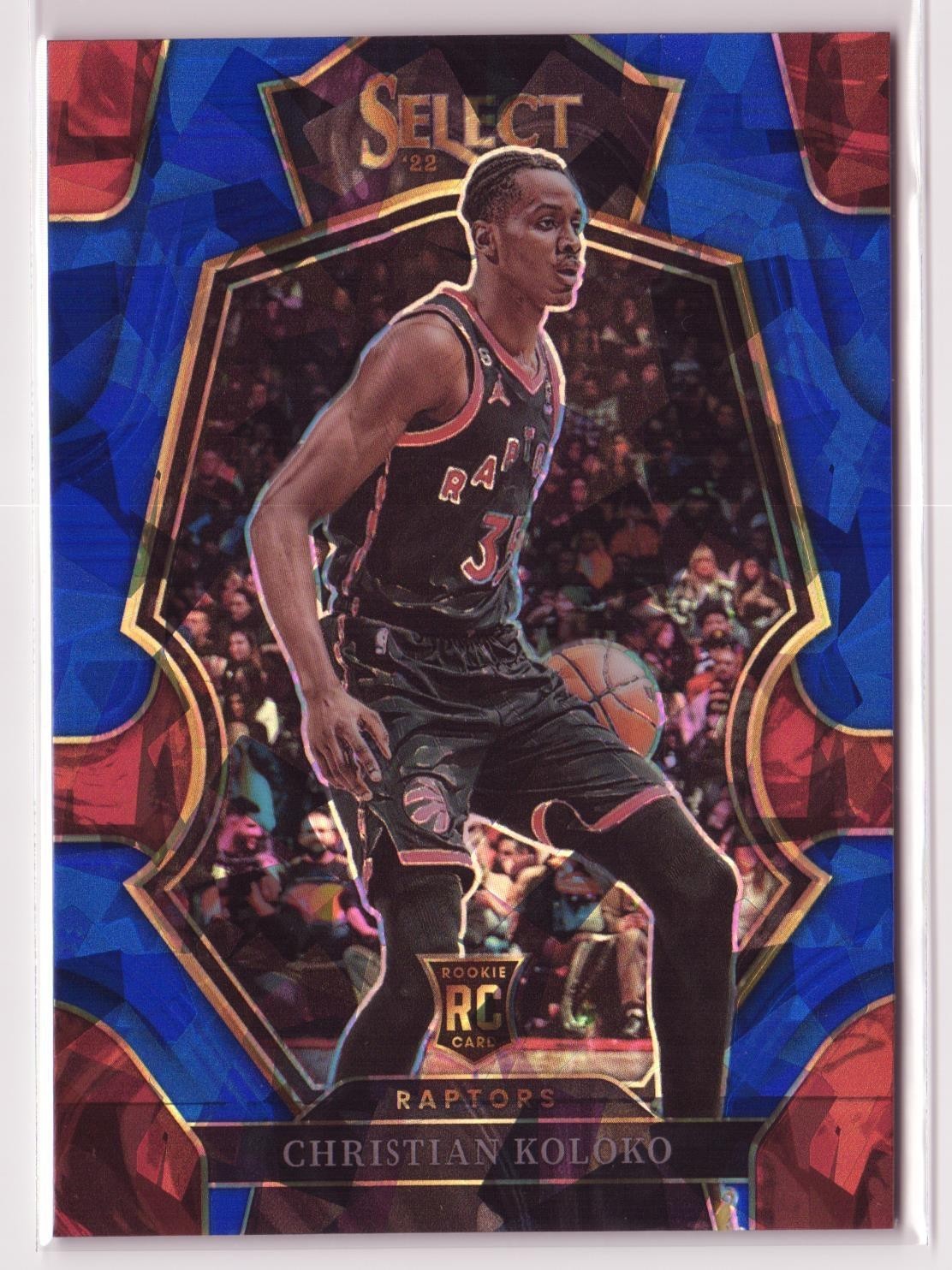 2022-23 Select Premier Level Christian Koloko #185 Blue Cracked Ice Prizm (RC)