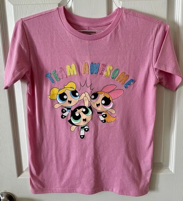 Powerpuff Girls ''Team Awesome'' Embroidered Pink T-Shirt - Cartoon Network (XL)
