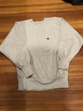 Vintage Champion Reverse Weave Gray Heavyweight Fleece Mens Size Medium Pullover