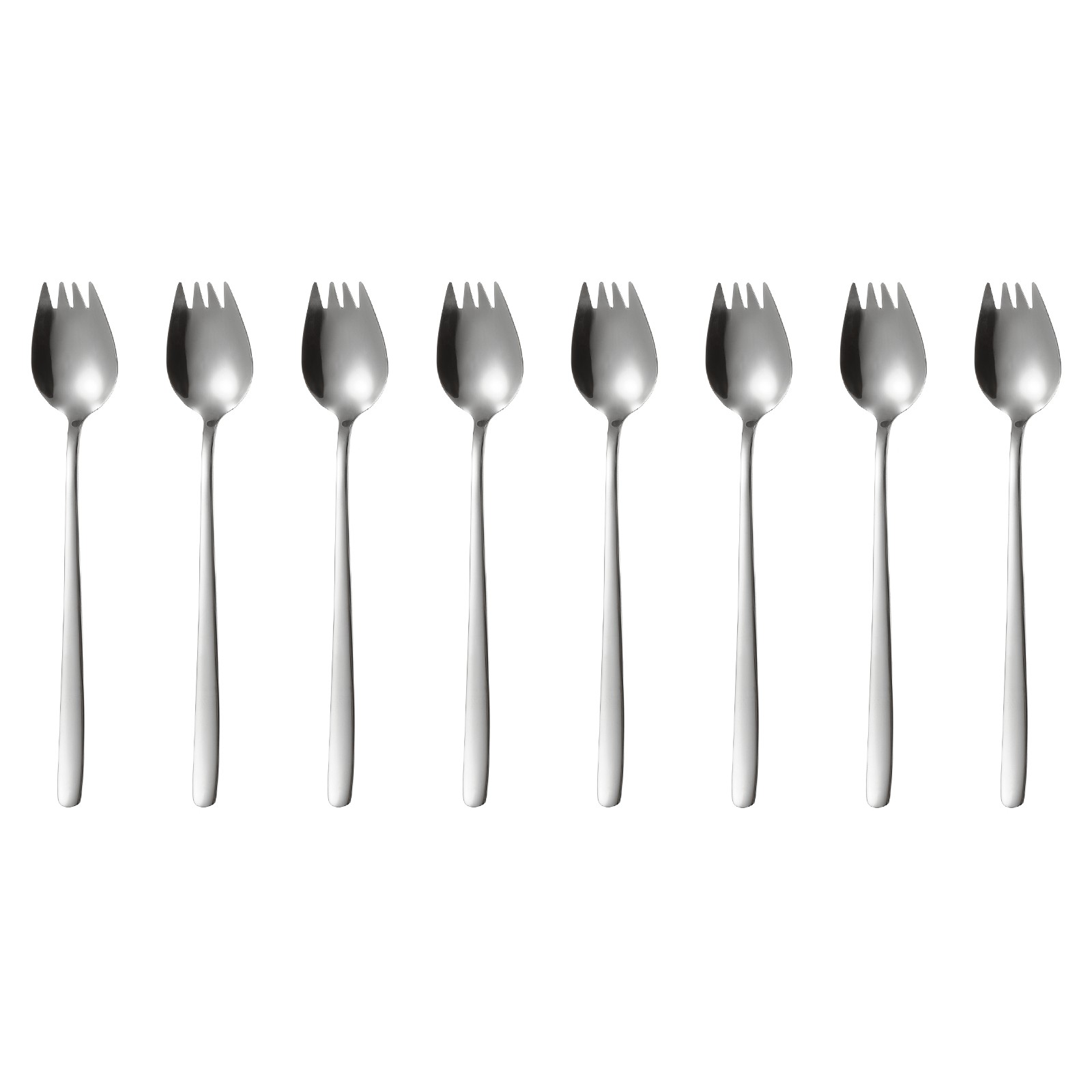8Pcs Stainless Steel Spork 7.9" Spork Fork-Spoon Combo for Dessert Silver]