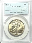 1944-D Walking Liberty Half Dollar PCGS MS65 - Lustrous White
