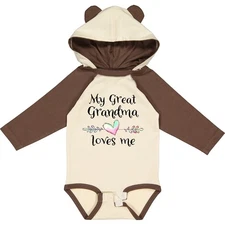 Inktastic My Great Grandma Loves Me- Heart Great Grandchild Long Sleeve Creeper