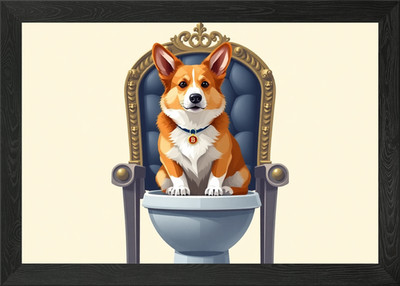 Würdevoller Corgi sitzend königlich gerahmtes Wandbild Poster Druck Bild