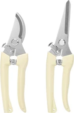 2Pcs Professional Pruning Shears (Include 1 Bypass Pruning Shears and 1 Straight