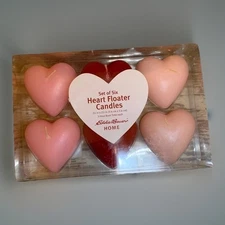 Eddie Bauer Home Floating Candles 6 Heart Love Valentines Decor Red Pink New