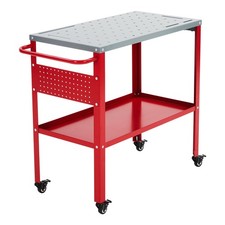 Movable Welding Table Steel Workbench w/ Tool Tray Shelf Casters 36 x 18 in