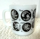 Vintage Zodiac Signs Milk Glass Mug | Astrology Horoscope Coffee Cup