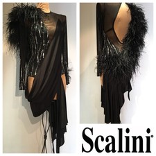 Latin Ballroom Dance Dress Black Rhinestones Feathers Competition