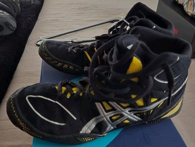 ASICS Dan Gable J305Y Black/Yellow Wrestling Shoes US Size 8