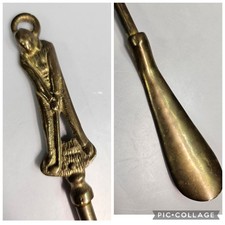 Vintage Brass Shoe Horn Golf Golfer Handle
