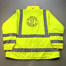 Muni San Francisco Jacket Parka Adult XL Yellow Hi-Viz SFMTA Rails Bart Transit