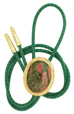Unakite 40x30 Oval Cabochon Cab Gem Stone  Gemstone Bolo Tie w/ Cord EPBT4N/2526