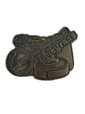 Vintage Brass Bluegrass Belt Buckle Guitar Banjo Fiddle Country Music Rootsy