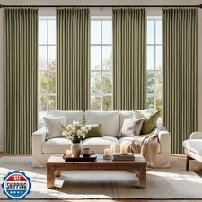 MIULEE Pinch Pleated Thick Linen Curtains 90 Inch 4 Panels Set Ba