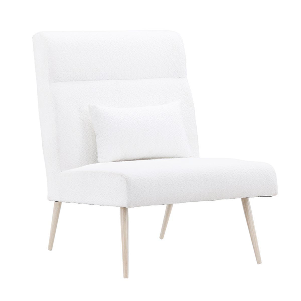 Fauteuil bouclette blanc 95cm Bloom assise profonde confortable dos