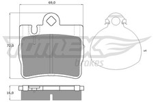 TOMEX Brakes Bremsbelagsatz Scheibenbremse TX 12-87 f&uuml;r MERCEDES KLASSE W220 500
