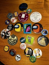 Lot Of Various Pin Back Button Badge Pins
