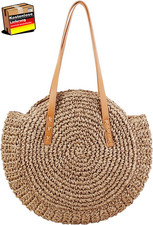 Damentasche Strohtasche Crossbody Retro Korken Strand Shopper Korbtasche Braun