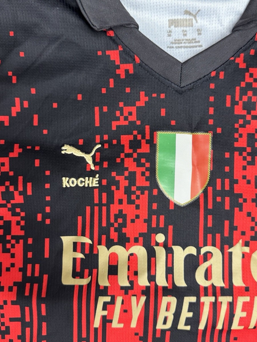 PUMA AC Milan Brahim #10 Youth Soccer Jersey Black Red Officially