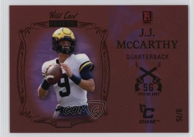 2023 Wild Card MATTE Smoking Guns Chase Red - Purple Smoke /75 JJ McCarthy 0u1n