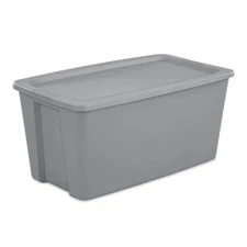 50 Gallon Tote, Plastic Storage Bin with Snap-on Lid, Gray