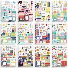 24 Sheets Holiday Stickers Seasonal Planner Calendar Assorted, Multicolor