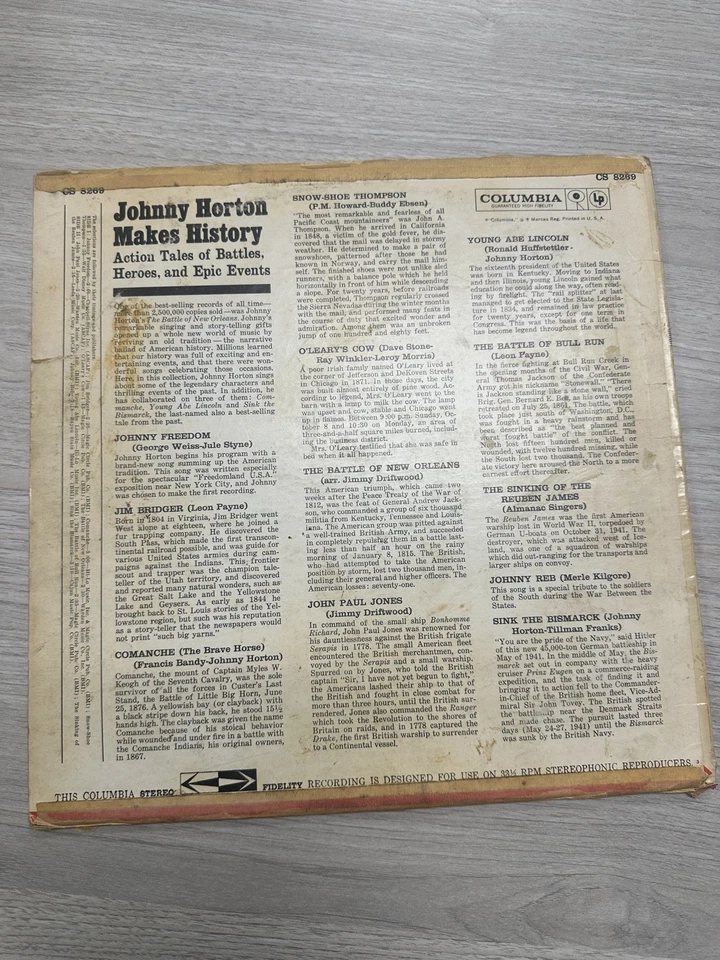 Johnny Horton - Johnny Horton Makes History, LP, (Vinyl) Foto 2 de 4