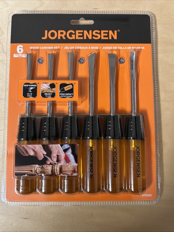 Jorgensen 6 Piece Wood Carving Chisel Set For Wood Carving, High Impact Handles