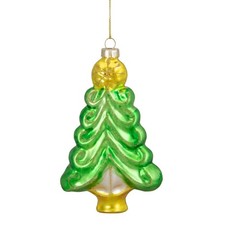 Northlight 5.25-Inch Green and Gold Glass Christmas Tree Hanging Ornament