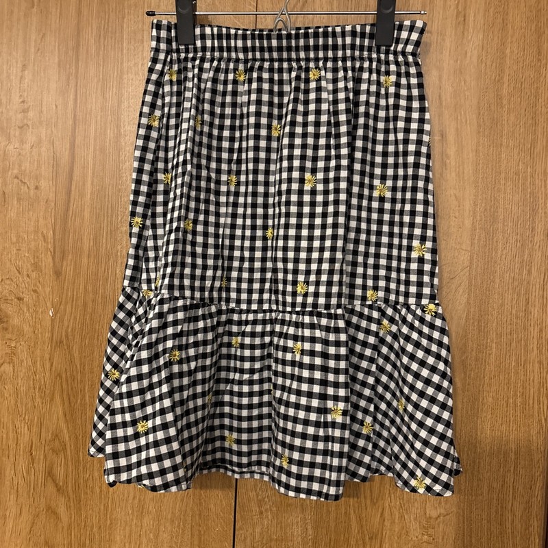 Old Navy Black & White Check w/ Sunflower Ruffle Peasant Skirt Girls L 10/12