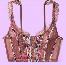 Victoria s Secret Dream Angels Floral Lace Lingerie CorsetTop Vintage Rose M