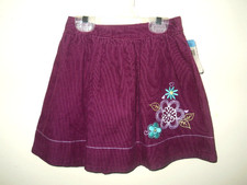 OshKosh B'Gosh Girls Corduroy Skirt Size 5 Purple with Floral Embroidery NWT