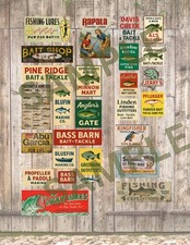 1:24 Scale Fishing Signs Stickers – Miniature Bait Shop, Cabin, Dock, Diorama