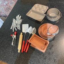 1960  s Child  s Toy Non Stick Bakeware, Cooking Eating Utensils