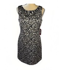 NEW Vince Camuto Jacquard Embellished Boat Neck Sleeveless Dress Size 6