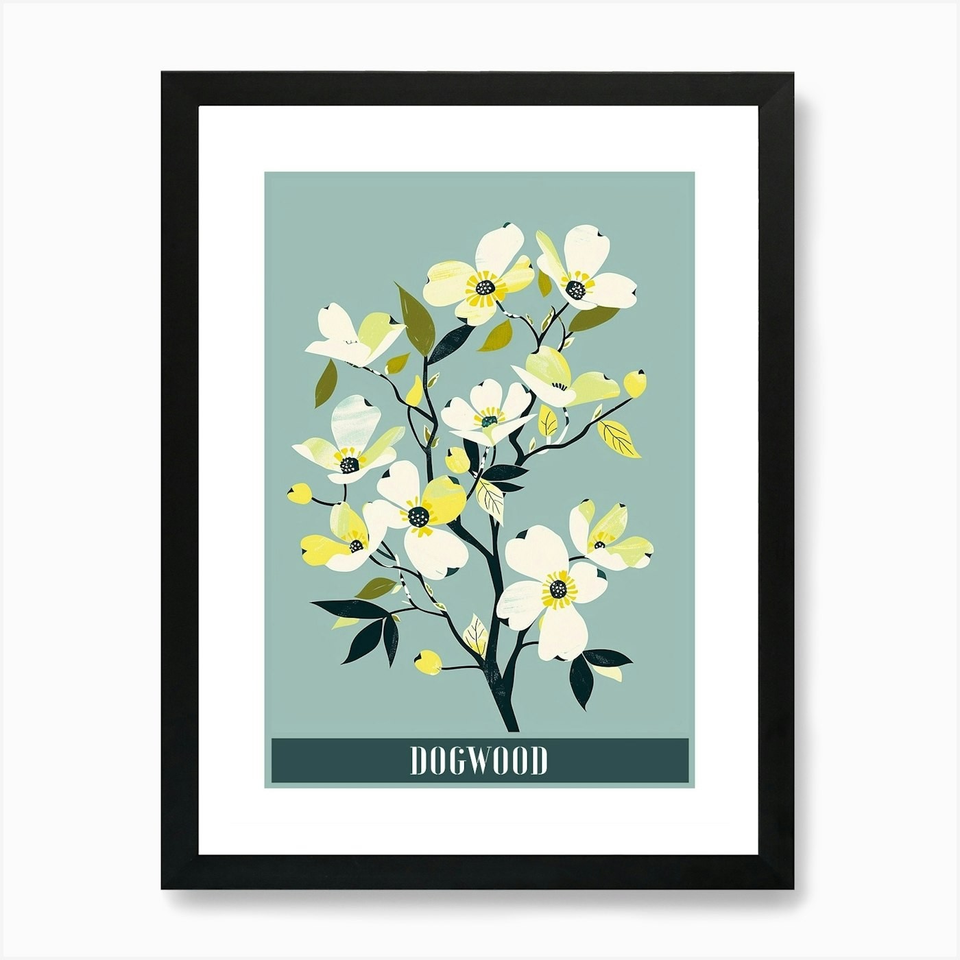 Dogwood Tree Flat Illustration 6 Po Framed Wall Art Poster Canvas Print Picture