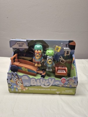 NEW, UNOPENED MOOSE TOYS BLUEY ''RUSTY & BLUEY'S GO-KART'' 2 FIGURES + 7 PIECES