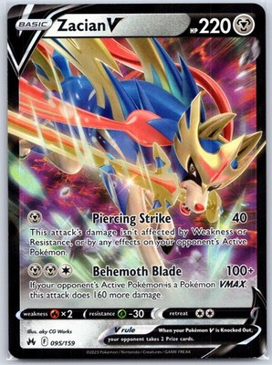 Zacian V 095/159 Holo Near Mint SWSH: Crown Zenith Pokemon