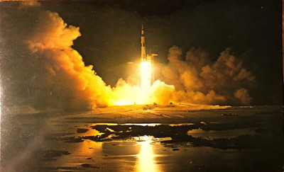 Apollo 17 Night Launch Liftoff, Kennedy Space Center, NASA Florida Postcard UNP