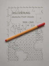 U-BOOT-KRIEG DOKUMENTE DISLOZIERUNG deutsche Front-Uboote 1939-1945